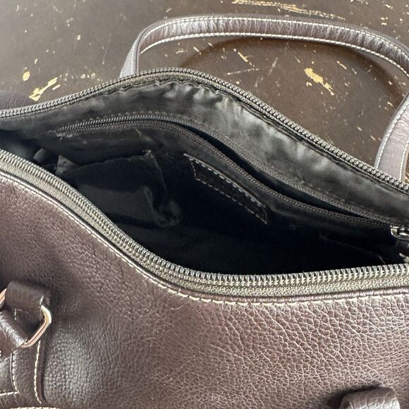 New York & Company Faux Leather Hand Bag Med Brown NY&C Logo Inner Zip Pocket - Picture 6 of 7